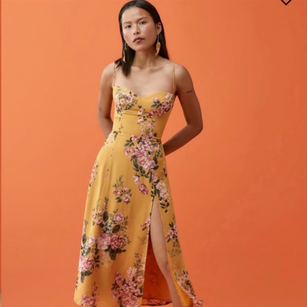 Reformation Juliet Dress - Anjelica Yellow Floral Print orig $248 size 10